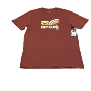 Rip Curl Men T-Shirt Standard Fit Short Sleeve Graphic Print Brown Rust Size XL